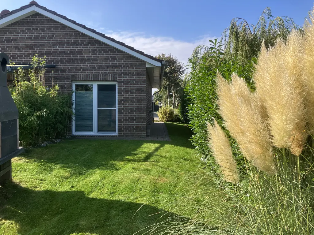Haus im Garten mit Pampasgras